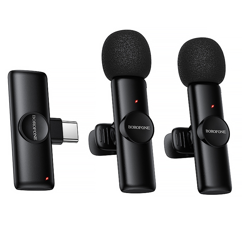 Петличный беспроводной микрофон Borofone BFK16A Winner dual-mic Type-C, купить оптом с доставкой