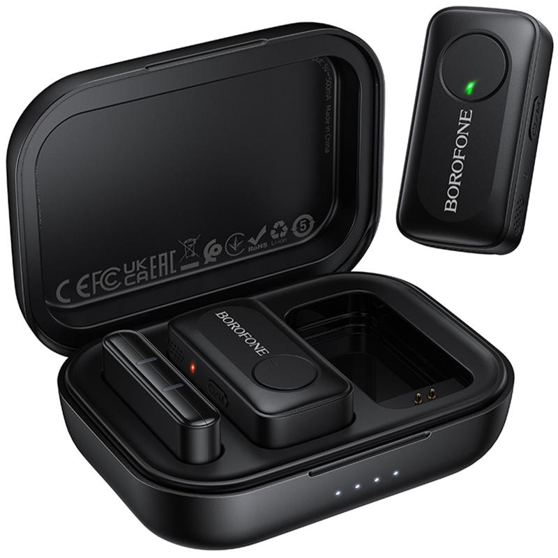 Петличний бездротовий мікрофон Borofone BFK17 Lemai dual-mic Type-C на малюнкі №1