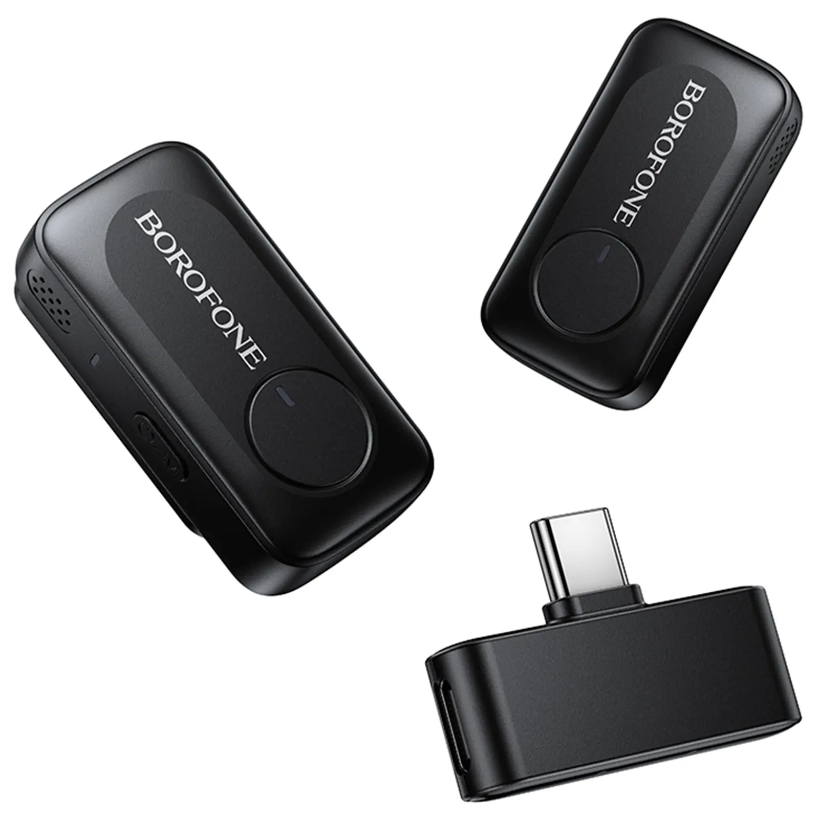 Петличный беспроводной микрофон Borofone BFK17 Lemai dual-mic Type-C, Black 4, купить оптом с доставкой