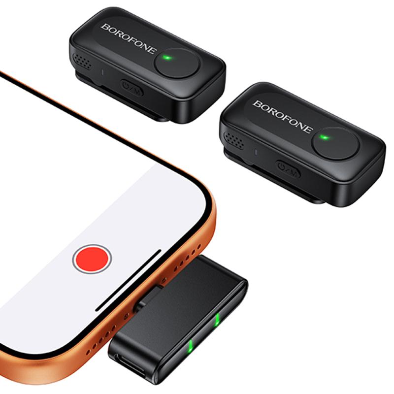 Петличний бездротовий мікрофон Borofone BFK17 Lemai dual-mic Type-C на малюнкі №6
