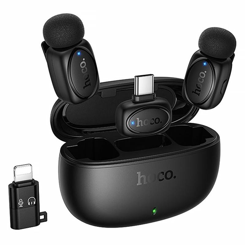 Петличний бездротовий мікрофон Hoco L19 Graceful dual-mic 2in1 (Lightning/Type-C) на малюнкі №1