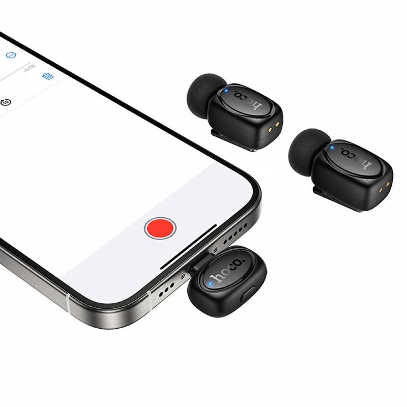 Петличний бездротовий мікрофон Hoco L19 Graceful dual-mic 2in1 (Lightning/Type-C) на малюнкі №4