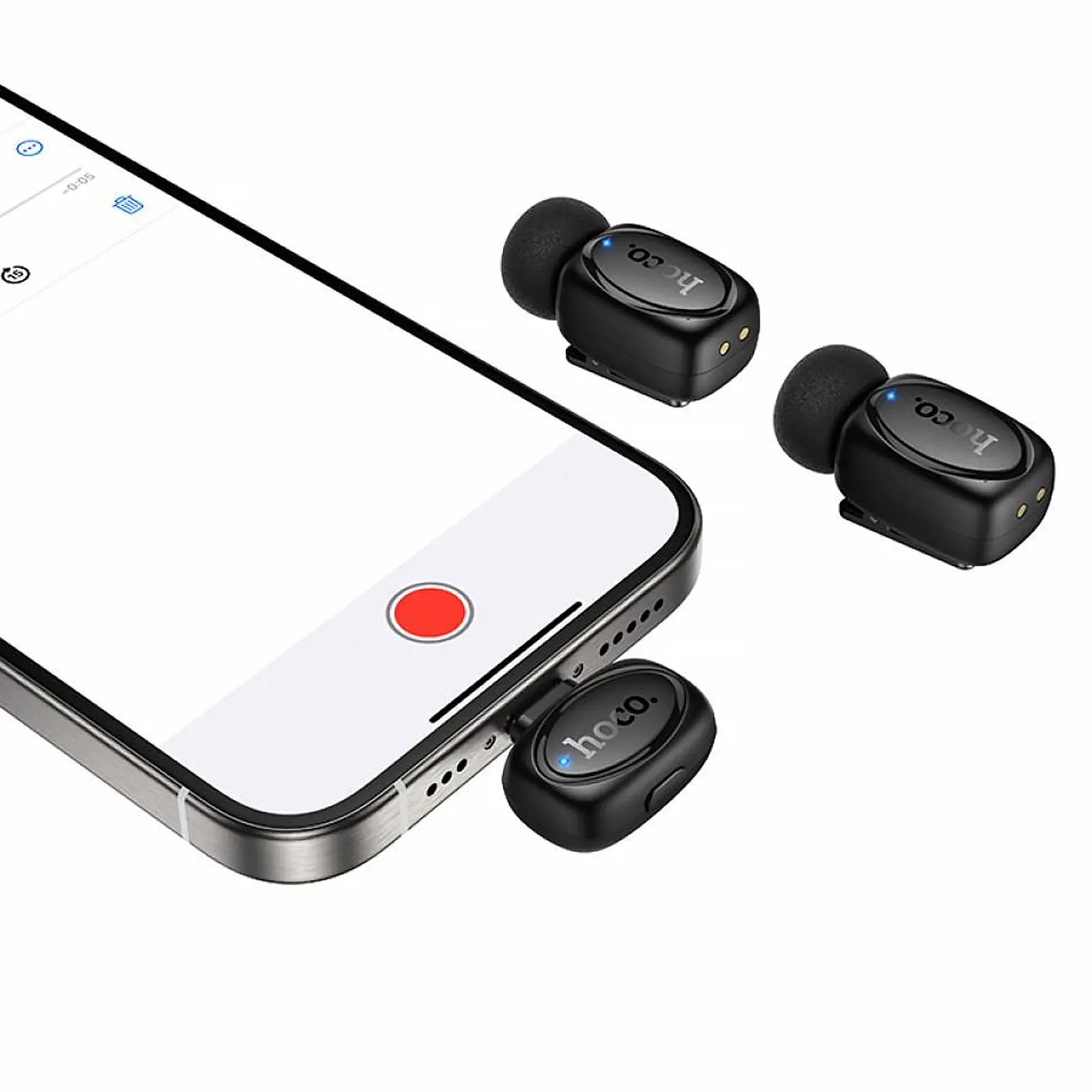 Петличний бездротовий мікрофон Hoco L19 Graceful dual-mic 2in1 (Lightning/Type-C), Black 3, купити оптом з доставкою