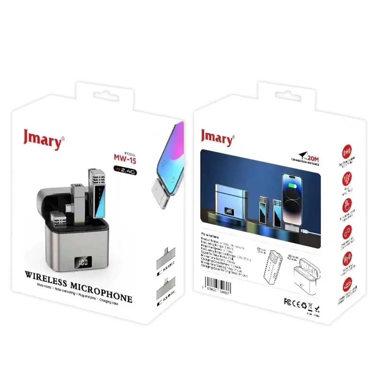Петличный беспроводной микрофон Jmary MW-15 Dual-mic Type-C, Black 5, купить оптом с доставкой