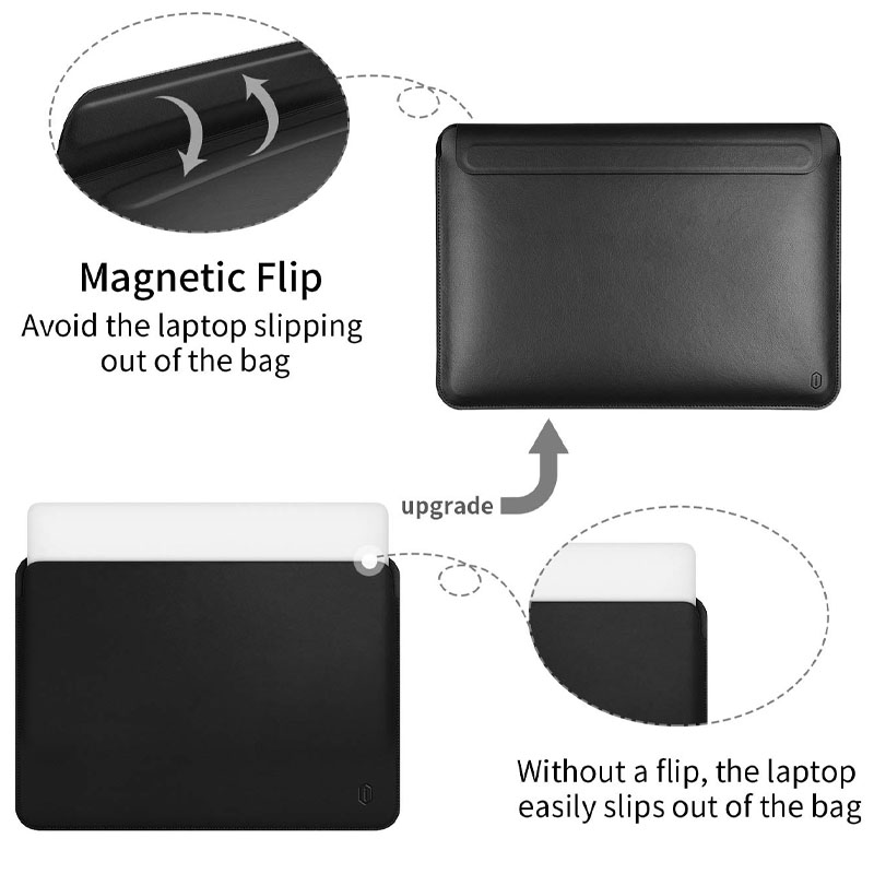 Чехол с подставкой WIWU SKIN PRO Portable Stand Sleeve 13.3", Черный 2, купить оптом с доставкой