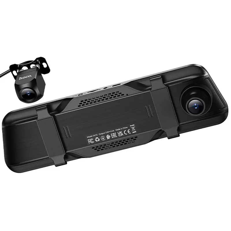 Автомобильный видеорегистратор зеркало Hoco DV16 Dual-Channel Driving Recorder 1080p+720p, Black 1, купить оптом с доставкой