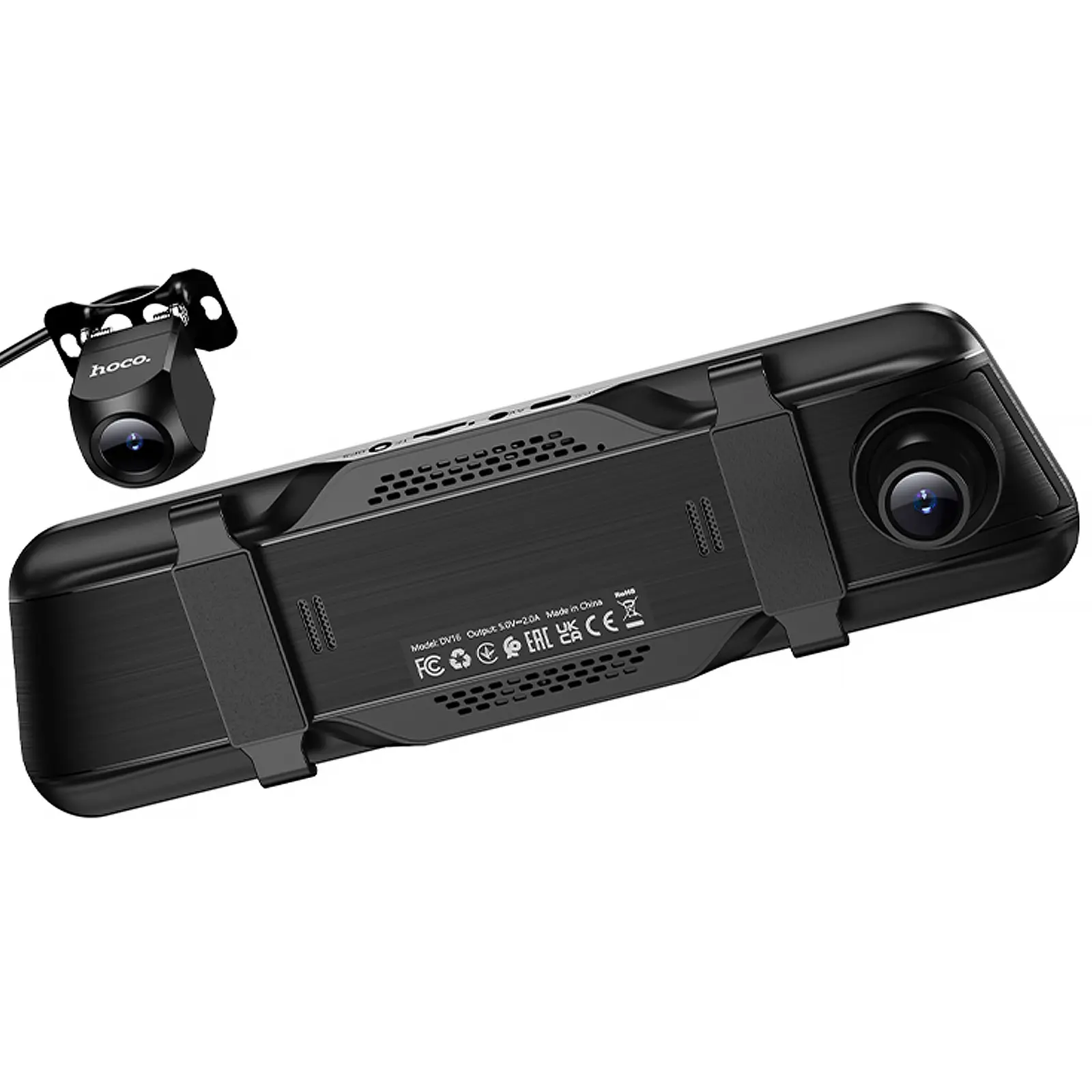 Автомобильный видеорегистратор зеркало Hoco DV16 Dual-Channel Driving Recorder 1080p+720p, Black 1, купить оптом с доставкой