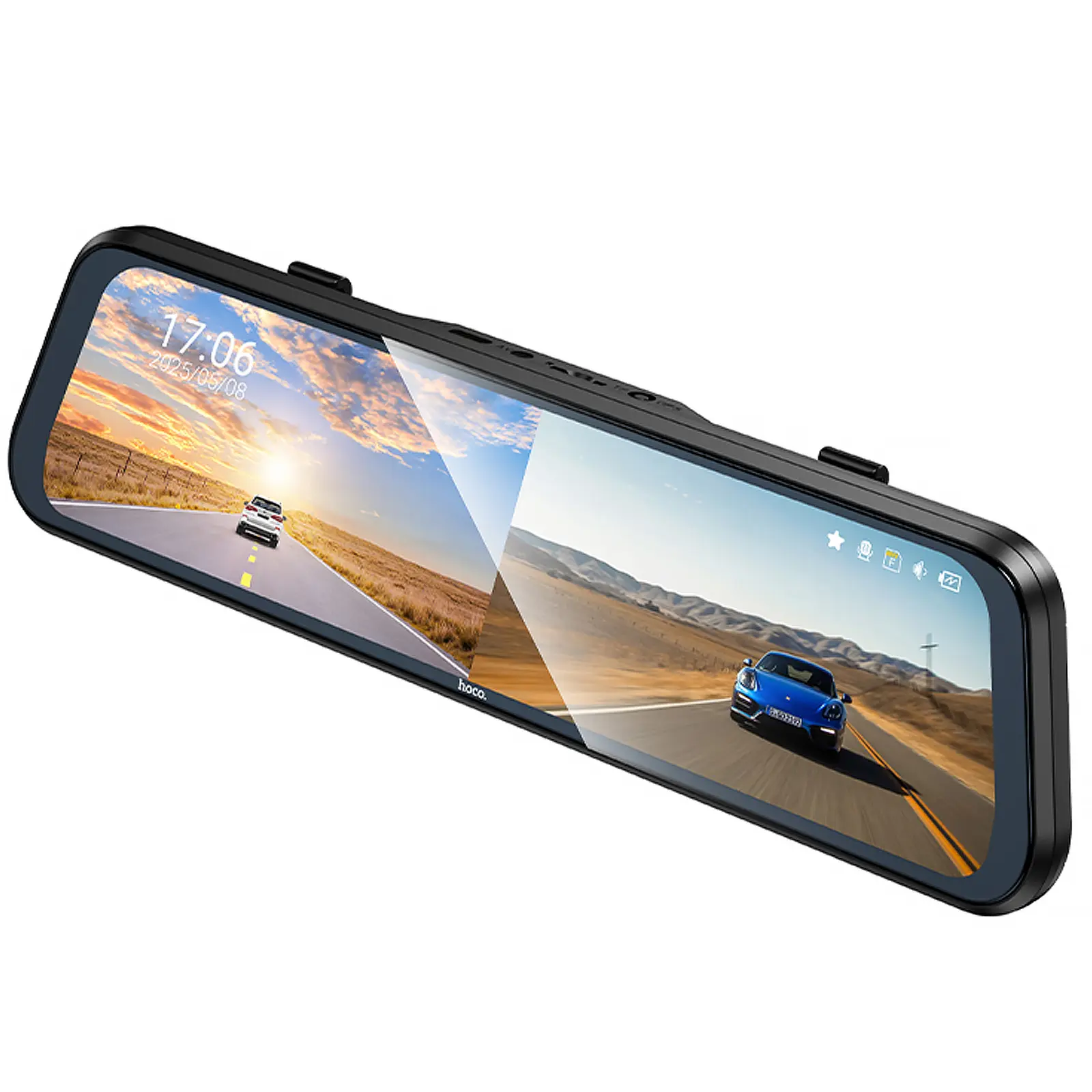 Автомобильный видеорегистратор зеркало Hoco DV16 Dual-Channel Driving Recorder 1080p+720p, Black 4, купить оптом с доставкой