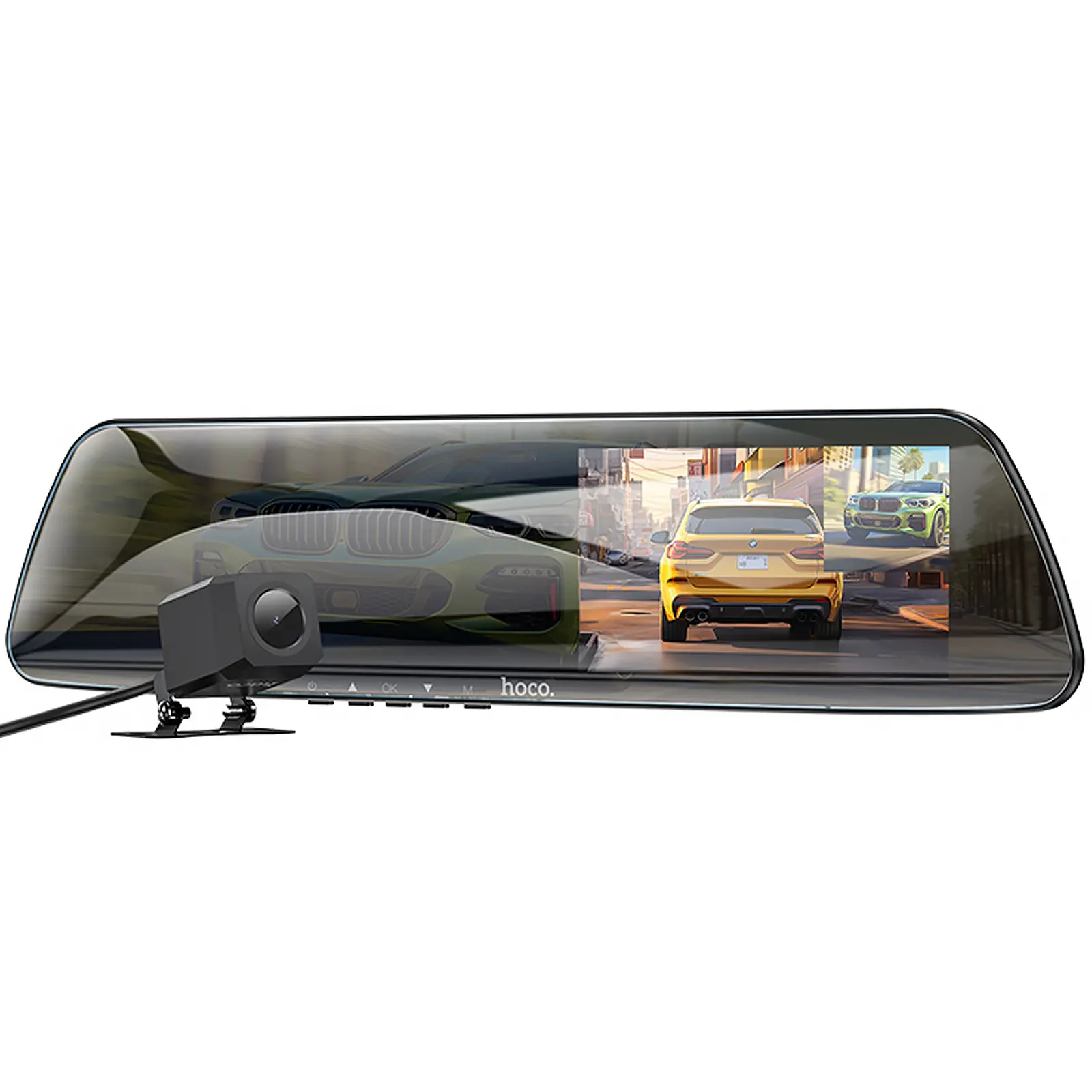 Автомобильный видеорегистратор зеркало Hoco DV4 4.5-inch display with rear camera (1080P+720P), Iron gray, купить оптом с доставкой