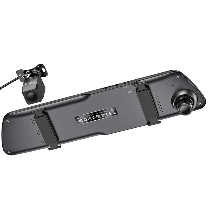 Автомобильный видеорегистратор зеркало Hoco DV4 4.5-inch display with rear camera (1080P+720P), Iron gray 2, купить оптом с доставкой