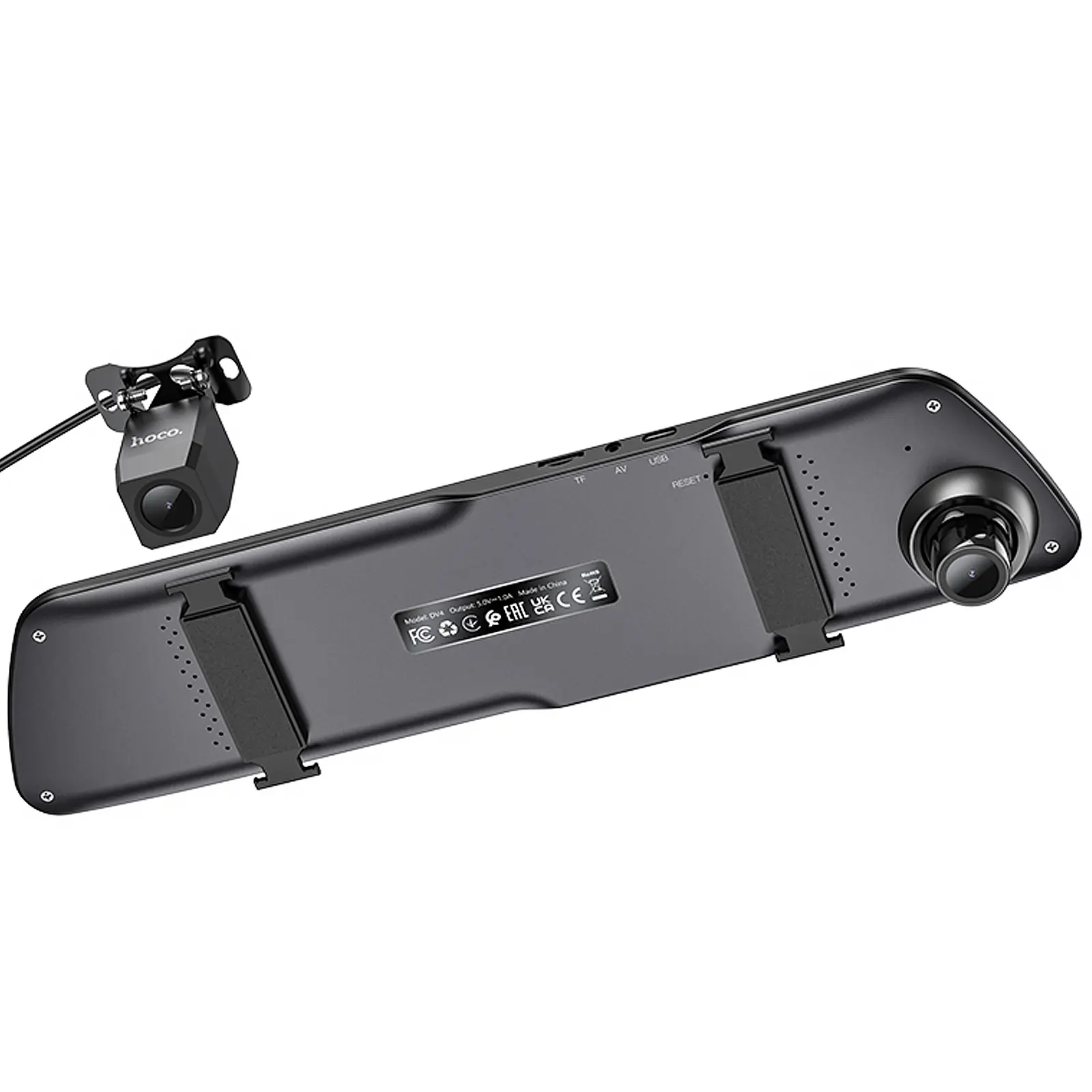 Автомобильный видеорегистратор зеркало Hoco DV4 4.5-inch display with rear camera (1080P+720P), Iron gray 2, купить оптом с доставкой