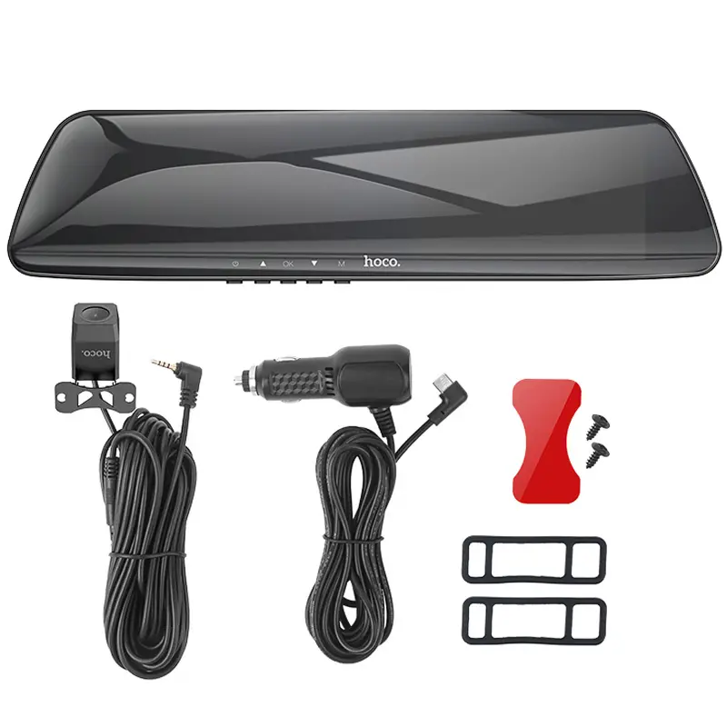 Автомобильный видеорегистратор зеркало Hoco DV4 4.5-inch display with rear camera (1080P+720P), Iron gray 4, купить оптом с доставкой