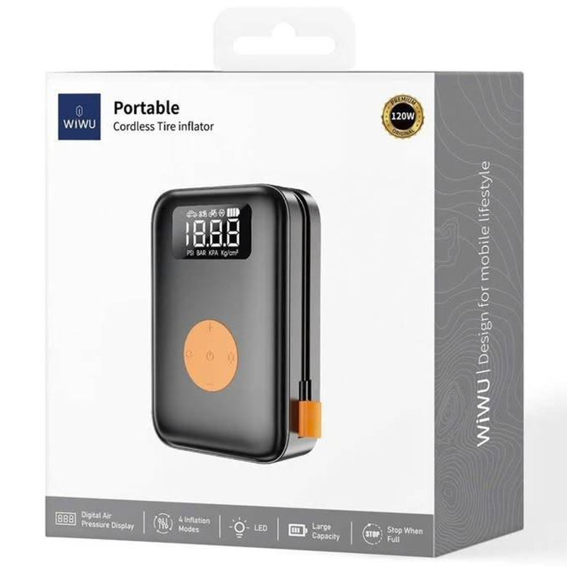 Автомобільний насос WIWU Ai003 Cordless Tire portable smart air pump на малюнкі №2