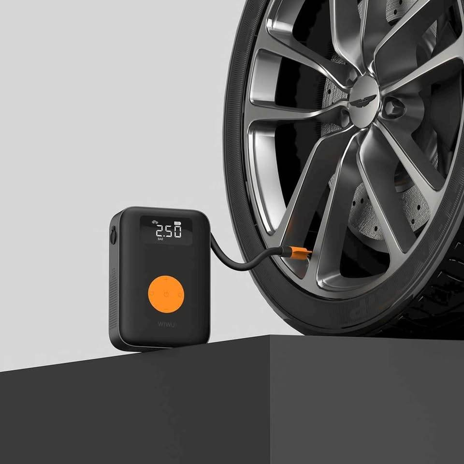 Автомобільний насос WIWU Ai003 Cordless Tire portable smart air pump, Black 3, купити оптом з доставкою