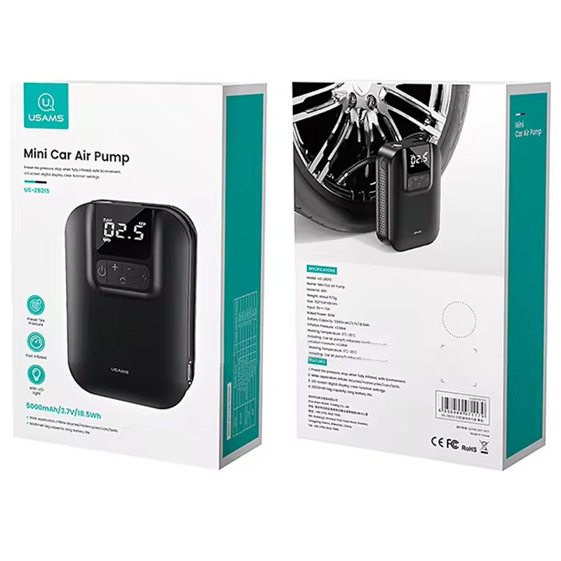 Портативний насос Usams US-ZB215 Mini Car Air Pump на малюнкі №6