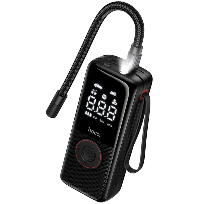 Автомобильный насос Hoco ZP18 Enlighten smart air pump, Black, купить оптом с доставкой