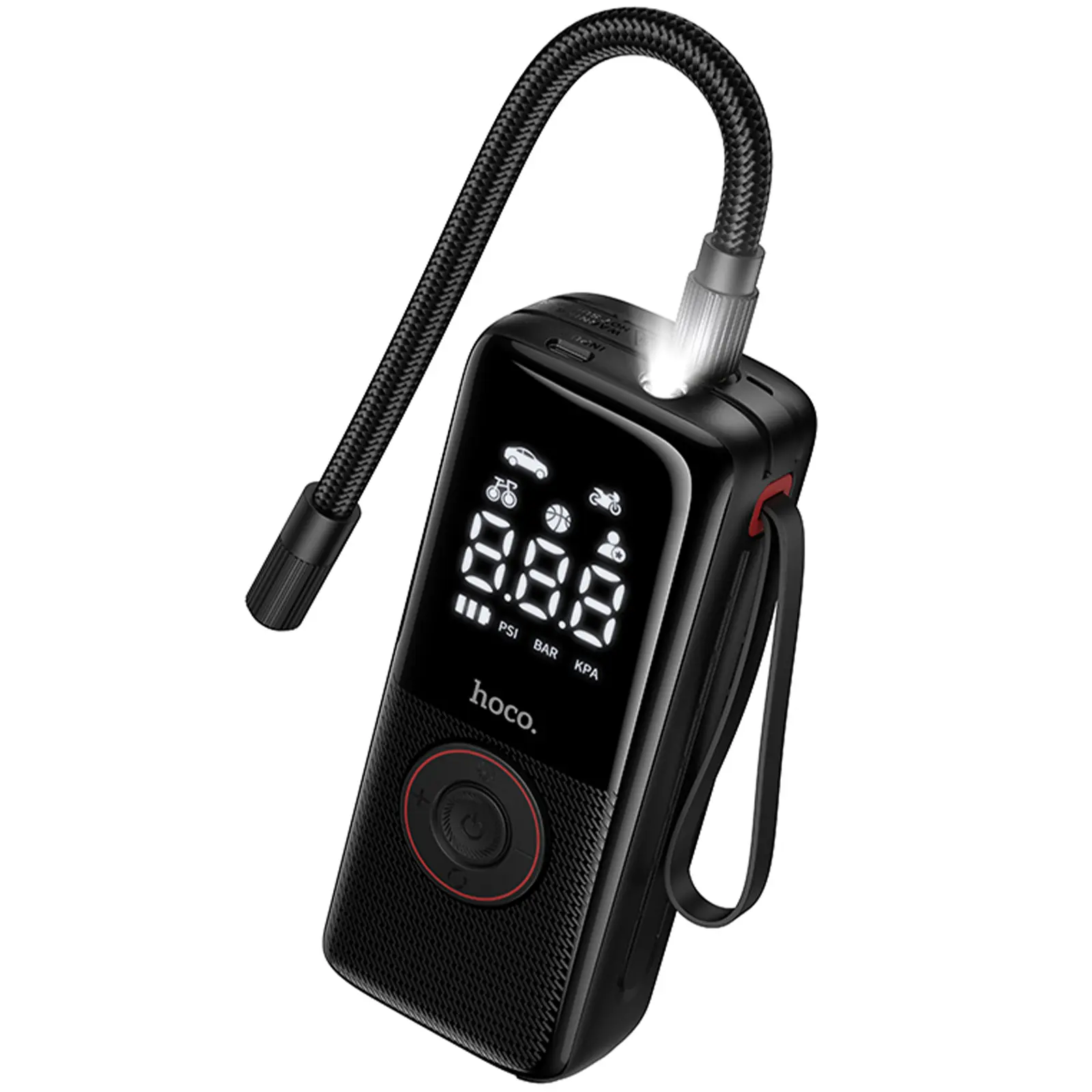 Автомобильный насос Hoco ZP18 Enlighten smart air pump, Black, купить оптом с доставкой