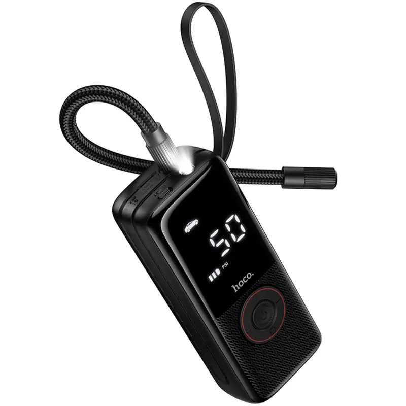 Автомобильный насос Hoco ZP18 Enlighten smart air pump, Black 5, купить оптом с доставкой