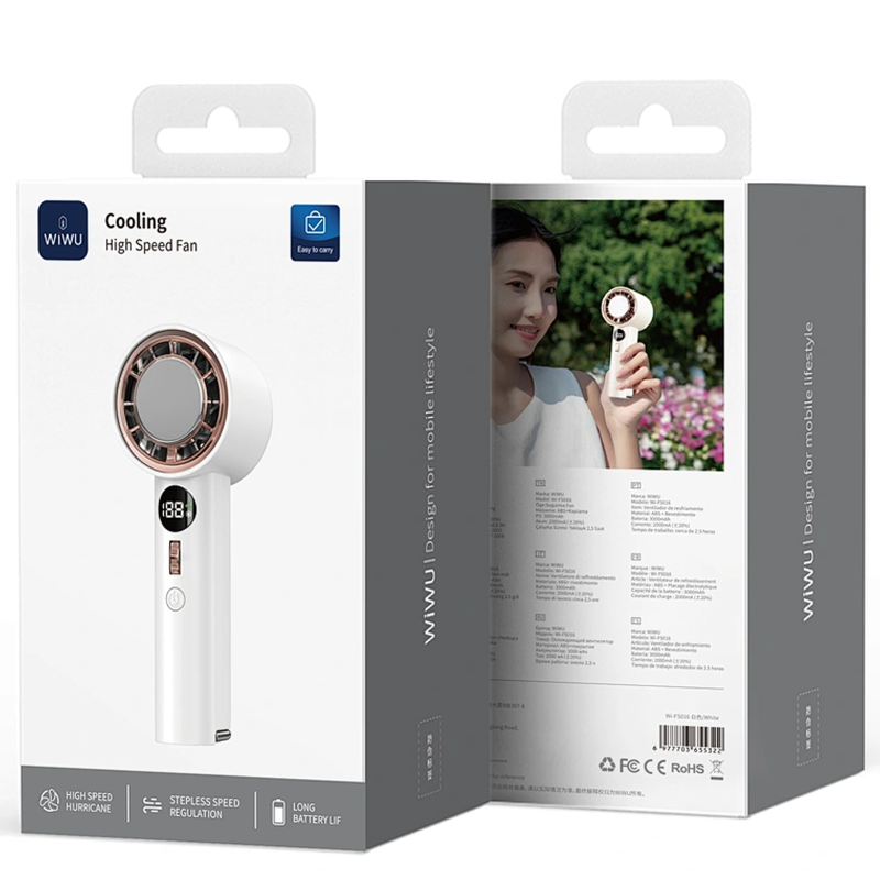 Портативный вентилятор WIWU FS016 Cooling High Speed, White 1, купить оптом с доставкой