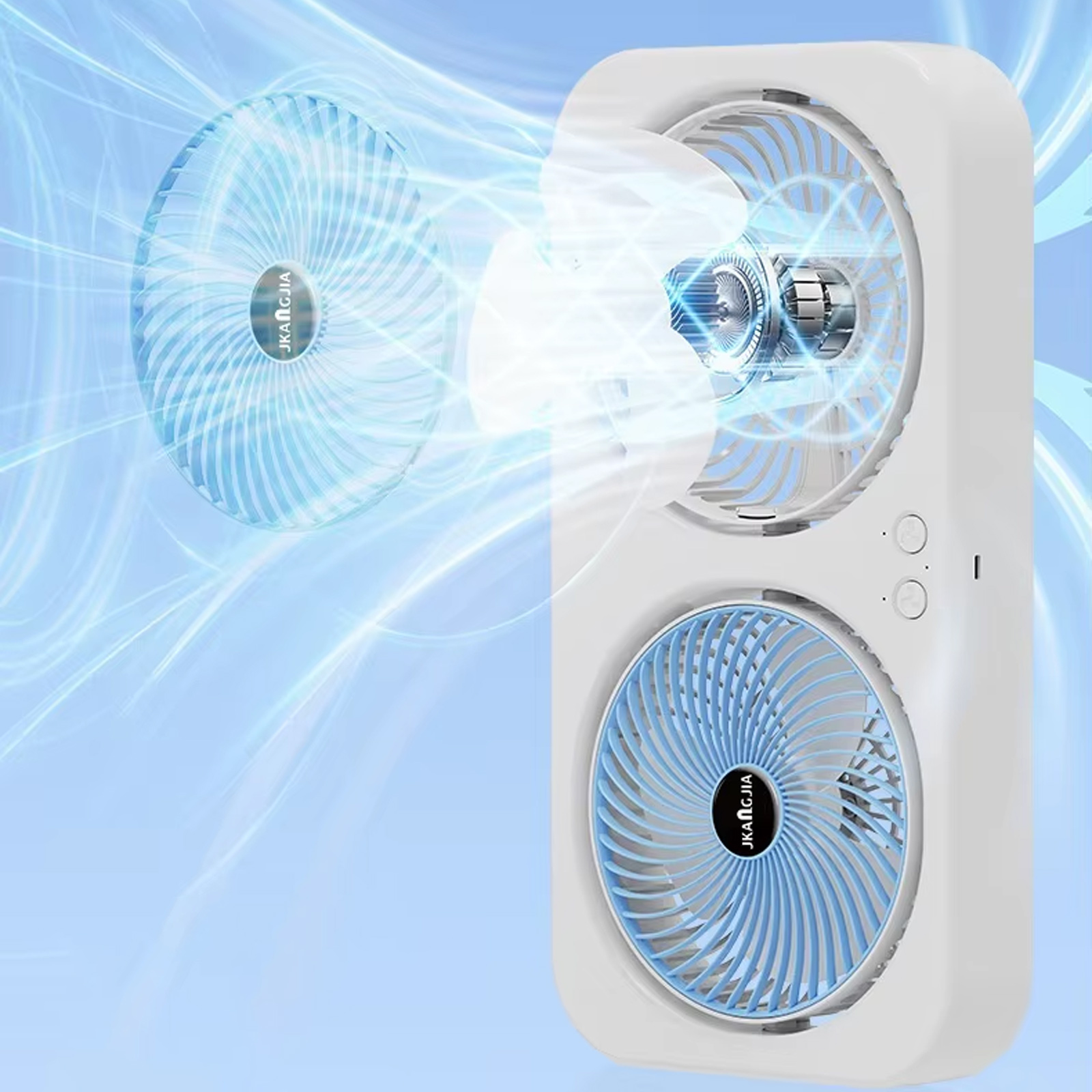 Настольный вентилятор F105 Dual-Fan Design 1800mAh, Blue 5, купить оптом с доставкой