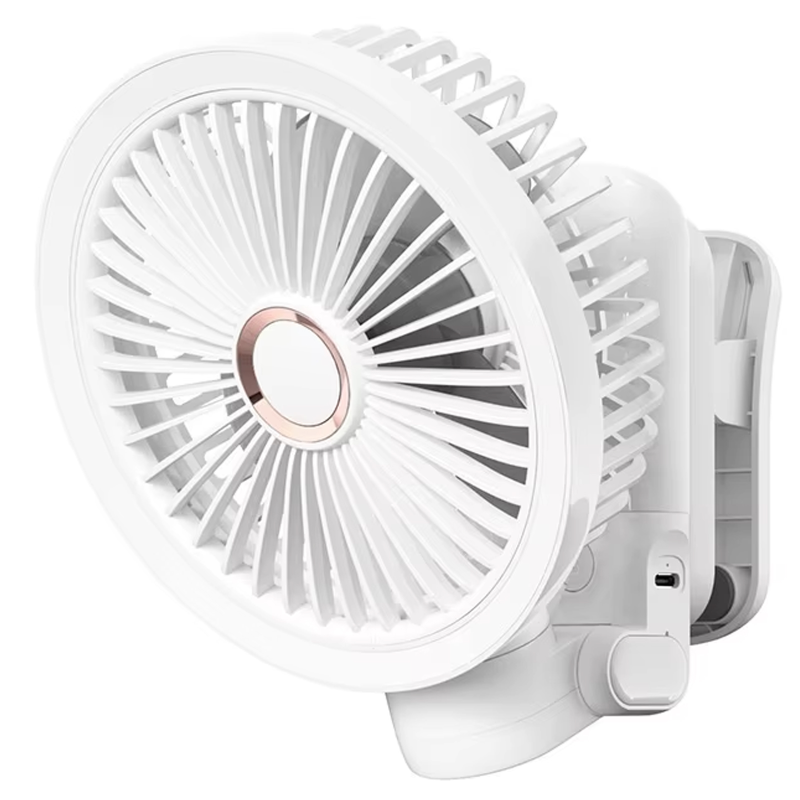 Портативный вентилятор GF12 с зажимом+LED 5400mAh, White, купить оптом с доставкой