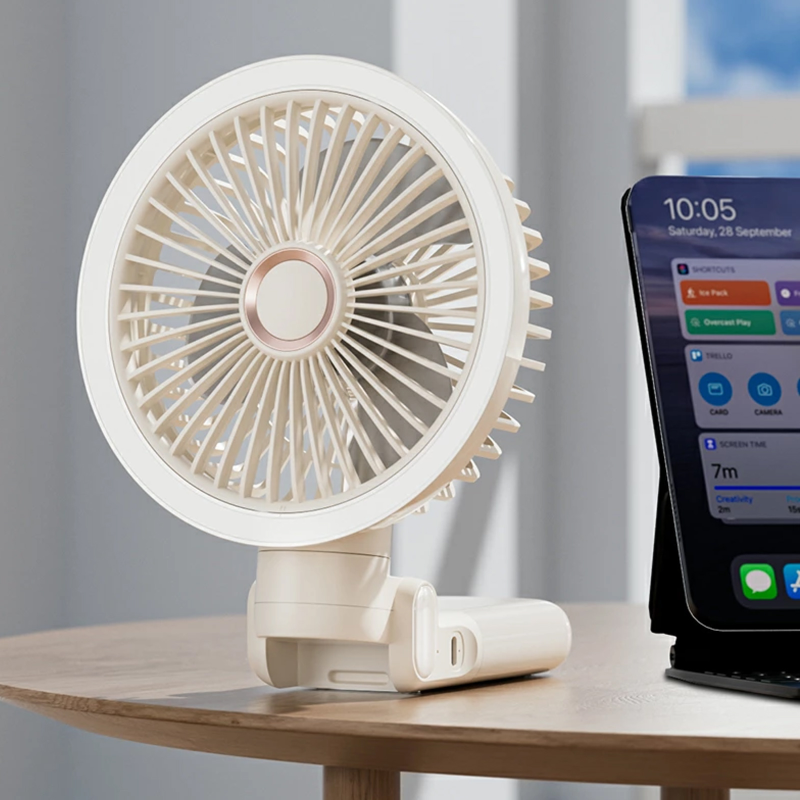 Портативный вентилятор GF12 с зажимом+LED 5400mAh, White 4, купить оптом с доставкой