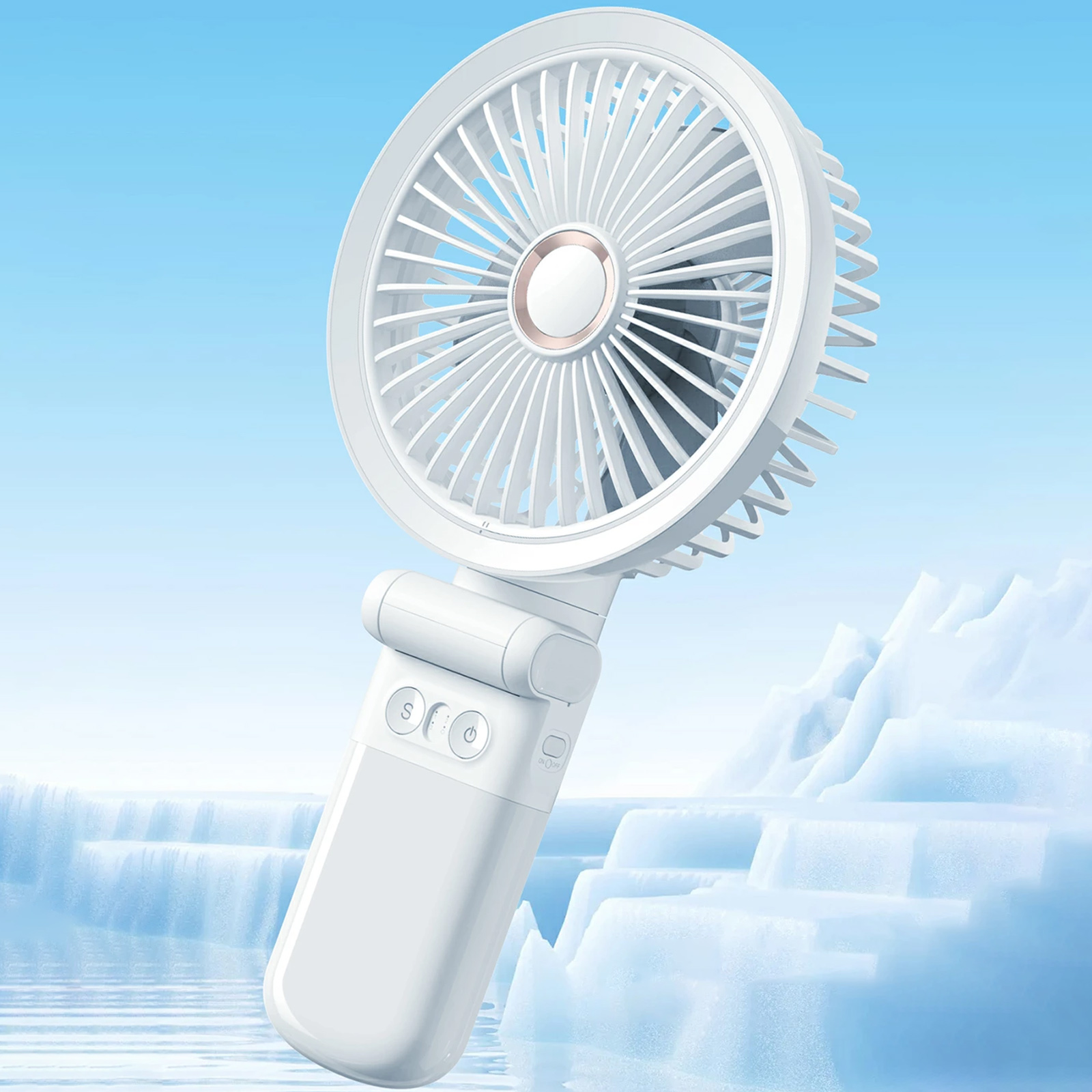 Портативный вентилятор GF12 с зажимом+LED 5400mAh, White 5, купить оптом с доставкой