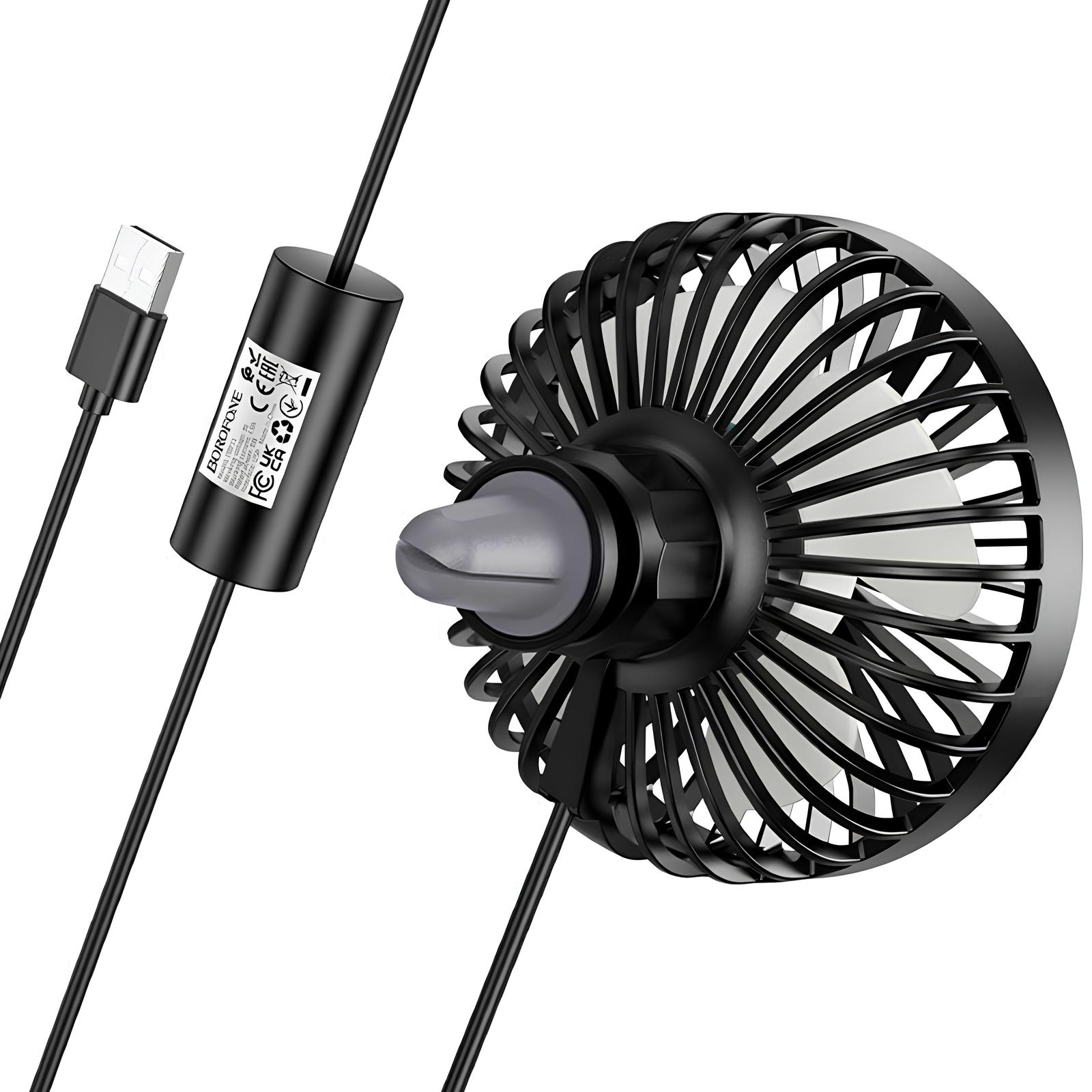 Вентилятор автомобильный Borofone DBF11 three speed (USB-A), Black 2, купить оптом с доставкой
