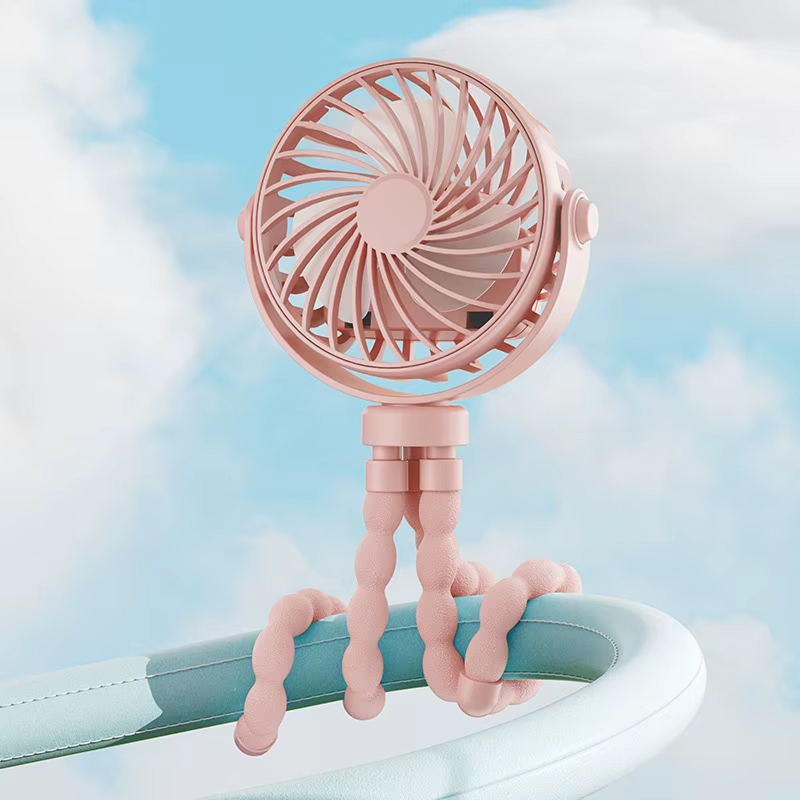 Уцінка Портативний вентилятор Q2 Octopus 500mAh, Пошкоджена упаковка / Pink 1, купити оптом з доставкою