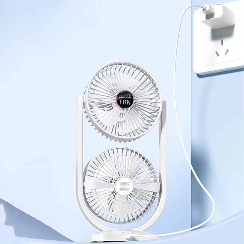 Уцінка Настільний вентилятор S30 Dual-Fan 3000mAh, Пошкоджена упаковка / White 2, купити оптом з доставкою