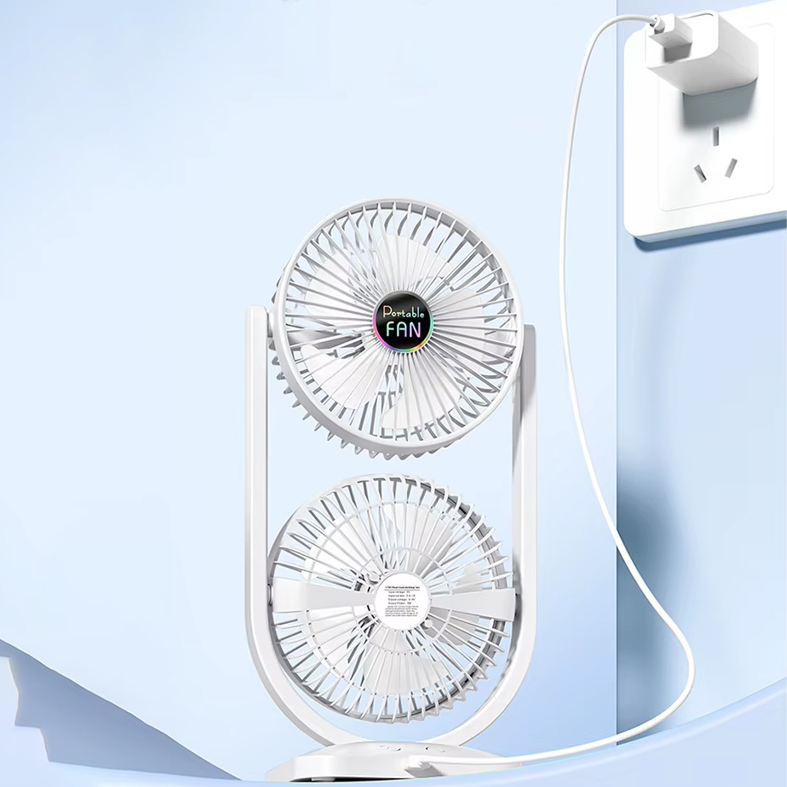 Уцінка Настільний вентилятор S30 Dual-Fan 3000mAh, Пошкоджена упаковка / White 2, купити оптом з доставкою