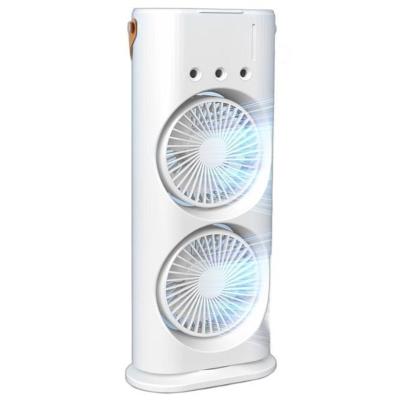 Уценка Настольный вентилятор F12 Spray Dual-Fan 2in1 с водяным охлаждением 1800mAh, Мятая упаковка / White 1, купить оптом с доставкой