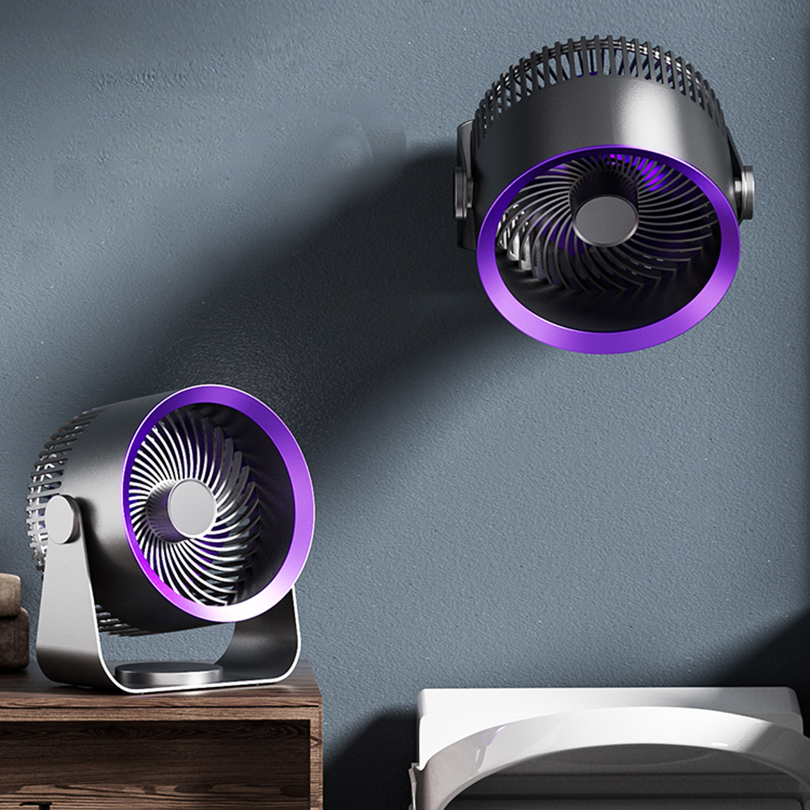 Уценка Портативный вентилятор S35 Built-in aromatherapy/mosquito repellent box 2400mAh, Мятая упаковка / Black / Purple 2, купить оптом с доставкой