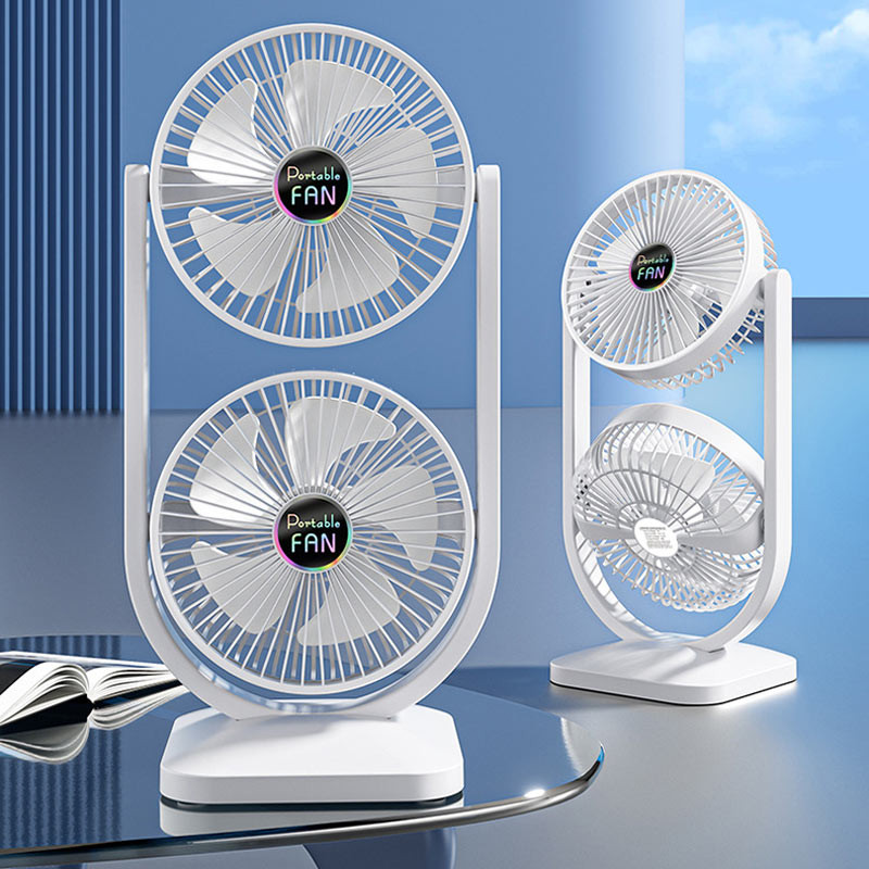 Настільний вентилятор Double head з регулюванням кута нахилу 3000 mAh на малюнкі №2