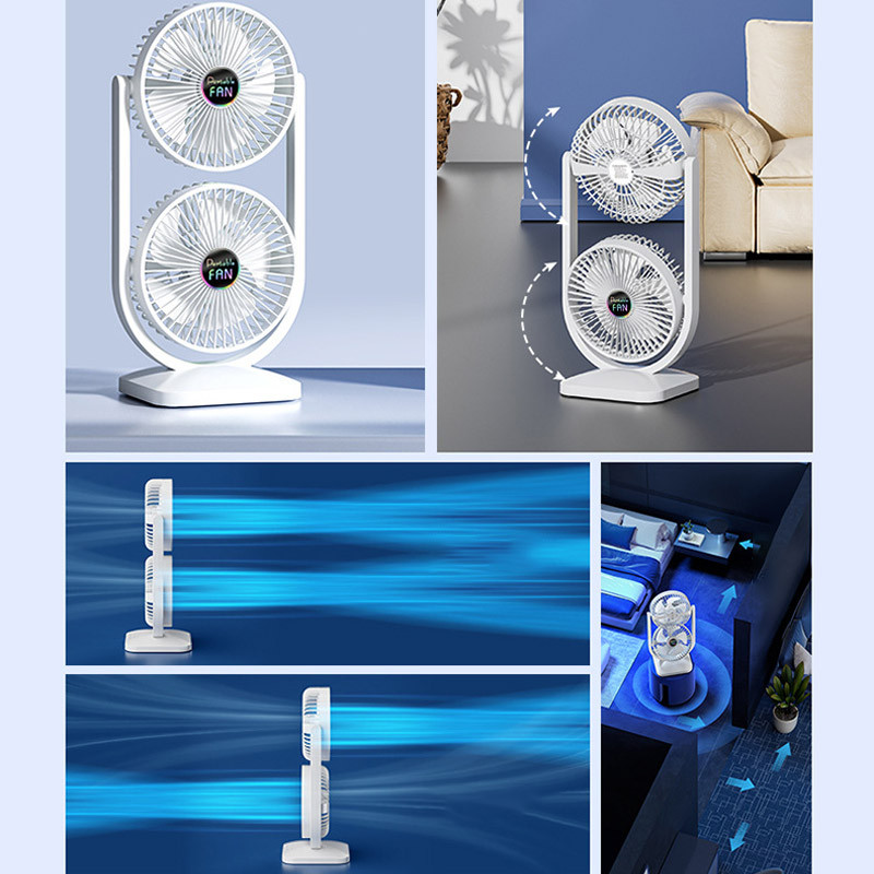 Настільний вентилятор Double head з регулюванням кута нахилу 3000 mAh на малюнкі №3