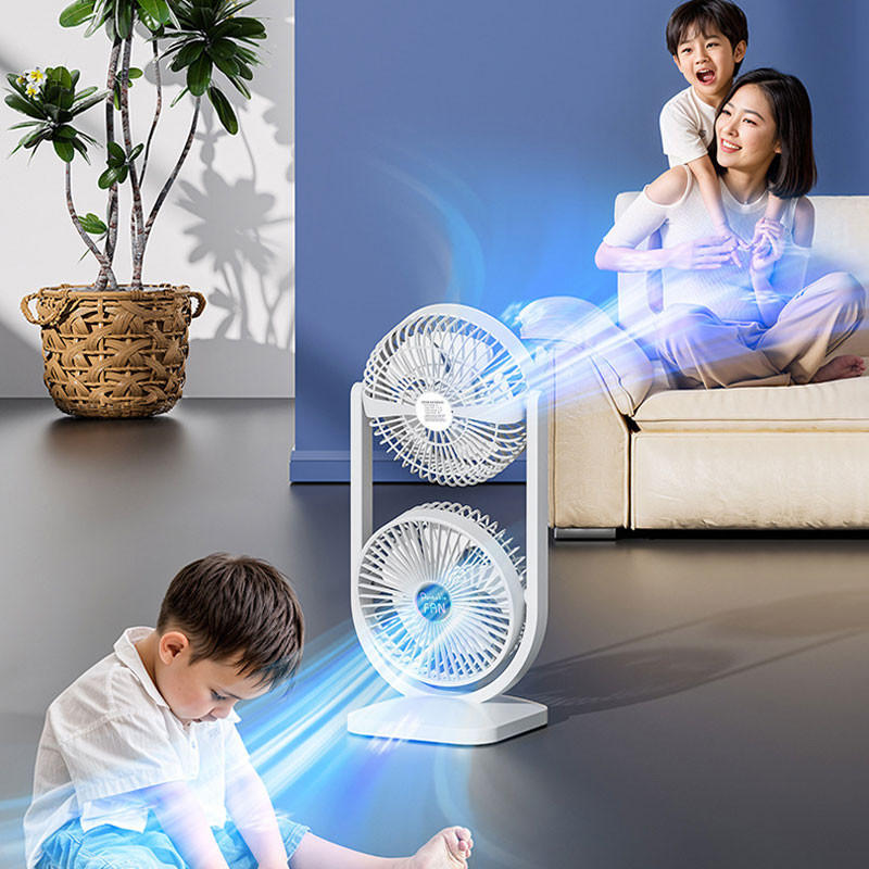 Настільний вентилятор Double head з регулюванням кута нахилу 3000 mAh на малюнкі №4