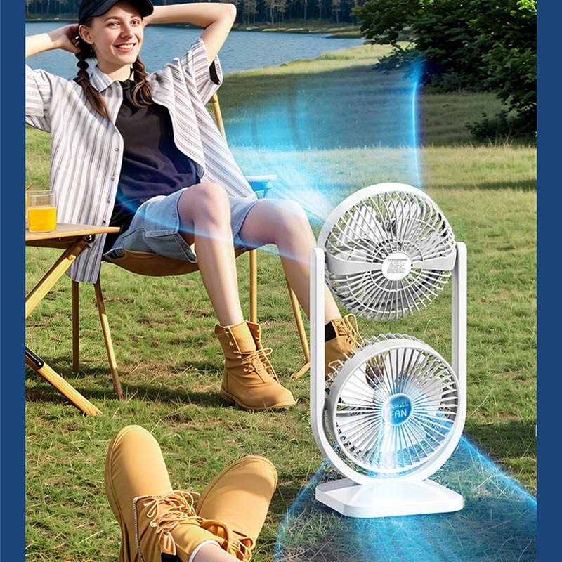 Настільний вентилятор Double head з регулюванням кута нахилу 3000 mAh на малюнкі №7