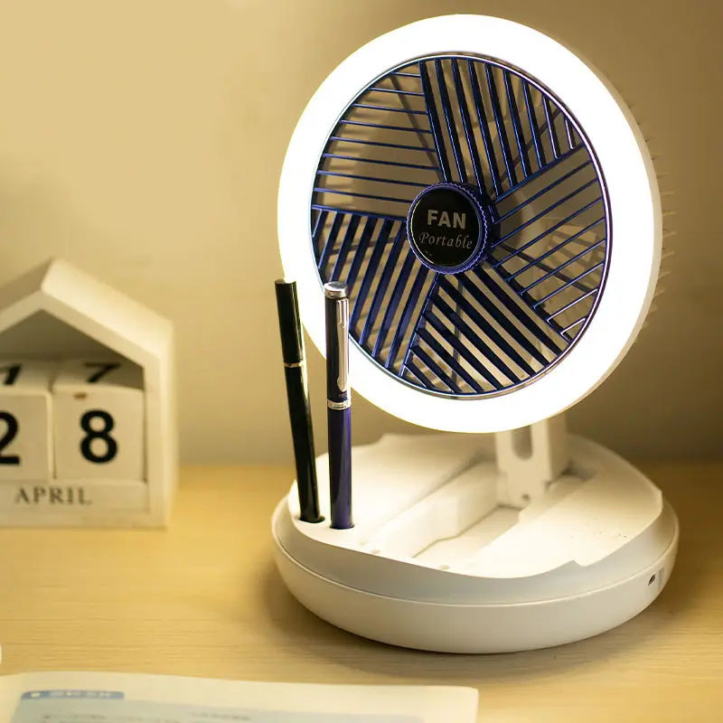 Настільний складний вентилятор Folding Fan 2in1 with Night Light на малюнкі №5