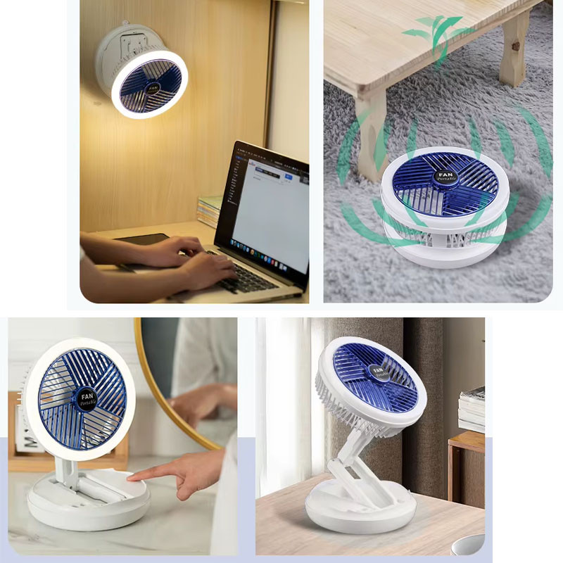 Настільний складний вентилятор Folding Fan 2in1 with Night Light на малюнкі №6