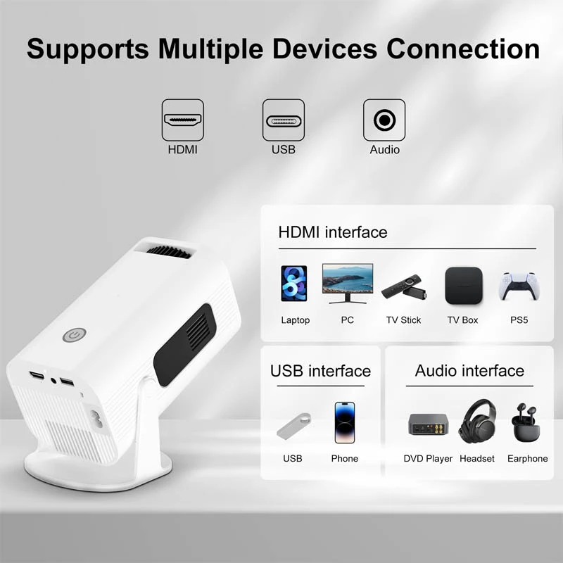Уценка Проектор 4k Android HP330, Поврежденная упаковка / White 4, купить оптом с доставкой