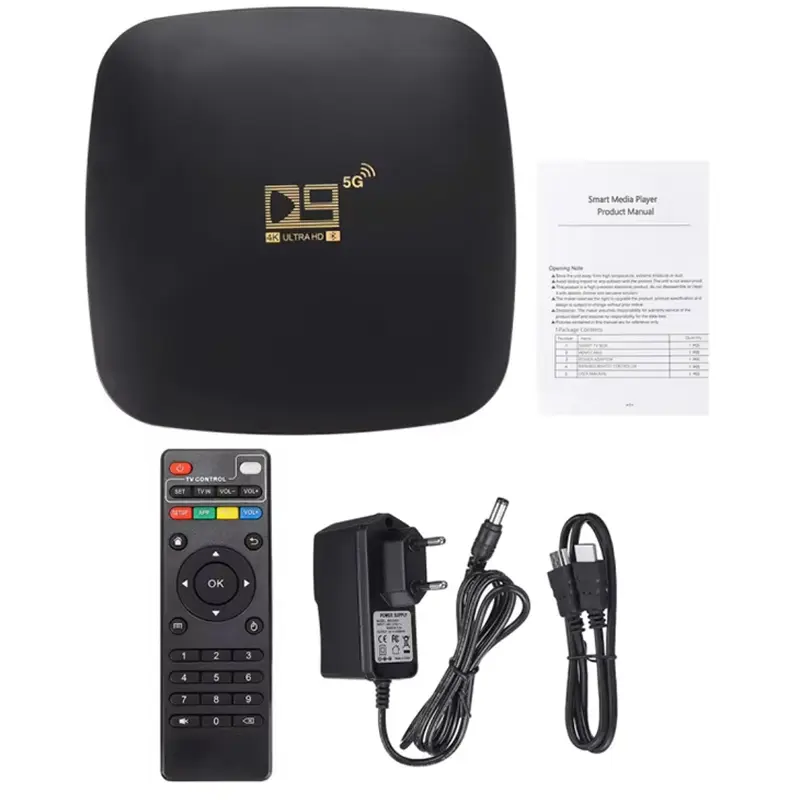 Smart Android TV Box D9 5G 4k 2+16GB, Black 2, купить оптом с доставкой