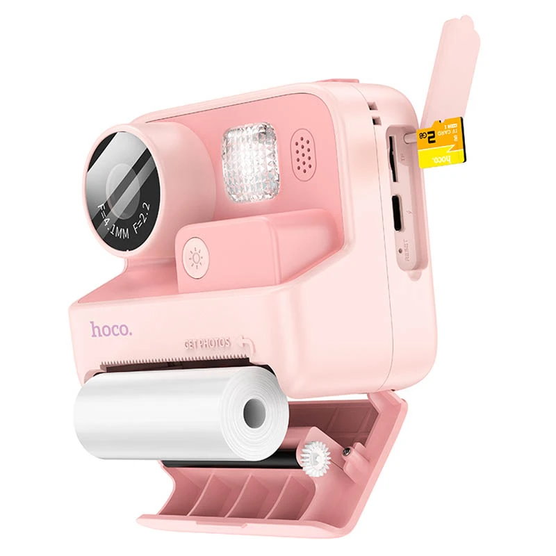 Детская фотокамера с моментальной печатью Hoco DV200 Dual lens, Pink 2, купить оптом с доставкой