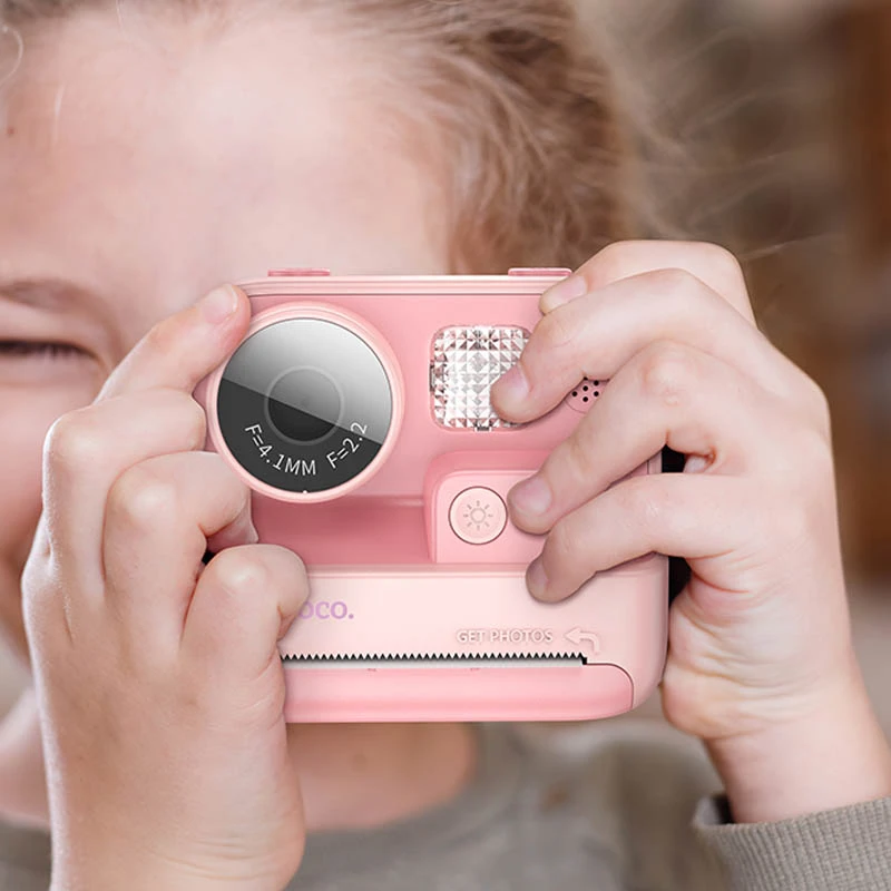Детская фотокамера с моментальной печатью Hoco DV200 Dual lens, Pink 4, купить оптом с доставкой