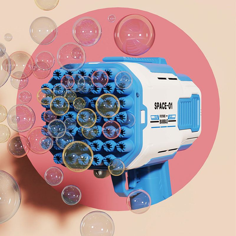 Пистолет для мыльных пузырей Bubble Gun 698-20 с насадками на 32/45 отверстий 50ml на картинке №2