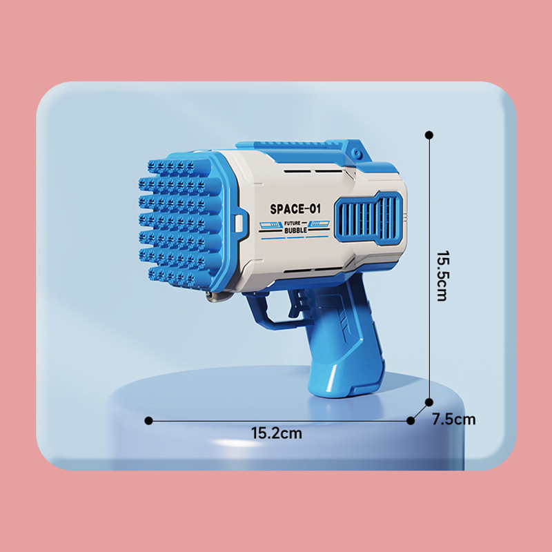 Пистолет для мыльных пузырей Bubble Gun 698-20 с насадками на 32/45 отверстий 50ml на картинке №4