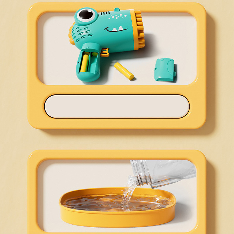 Пистолет для мыльных пузырей Dinosaur Bubble Gun с насадкой на 40 отверстий 50ml на картинке №7