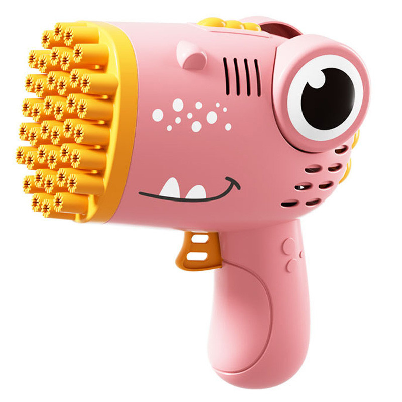 Пистолет для мыльных пузырей Dinosaur Bubble Gun с насадкой на 40 отверстий 50ml на картинке №1