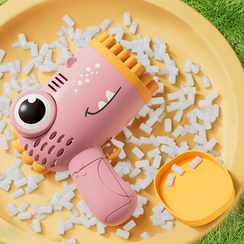 Пистолет для мыльных пузырей Dinosaur Bubble Gun с насадкой на 40 отверстий 50ml на картинке №4