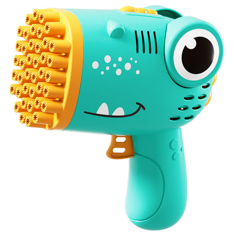 Уцінка Пістолет для мильних бульбашок Dinosaur Bubble Gun з насадкою на 40 отворів 50ml, М'ята упаковка / Green, купити оптом з доставкою