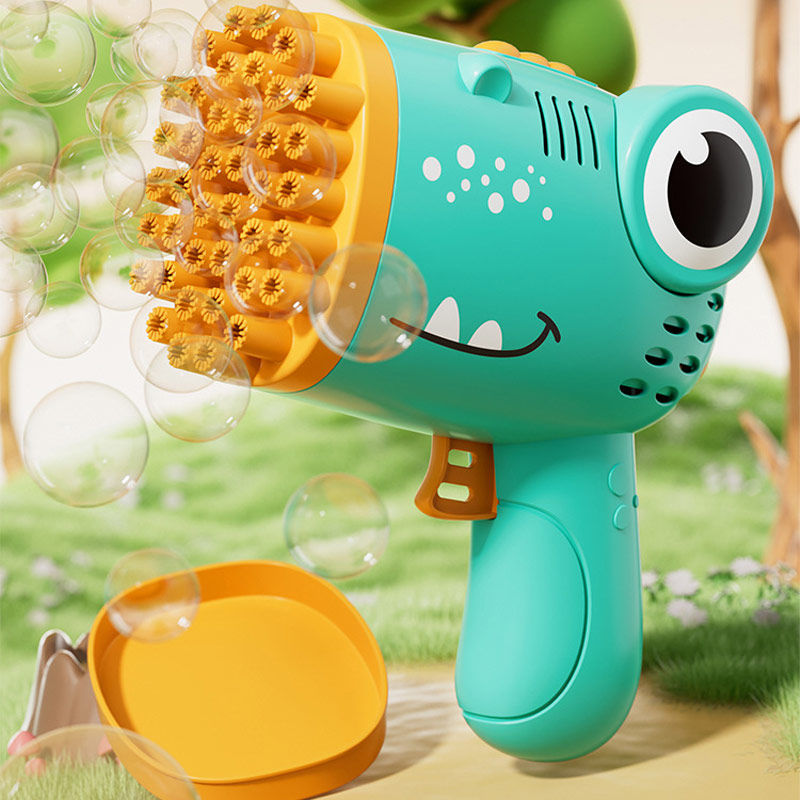 Уцінка Пістолет для мильних бульбашок Dinosaur Bubble Gun з насадкою на 40 отворів 50ml, М'ята упаковка / Green 1, купити оптом з доставкою